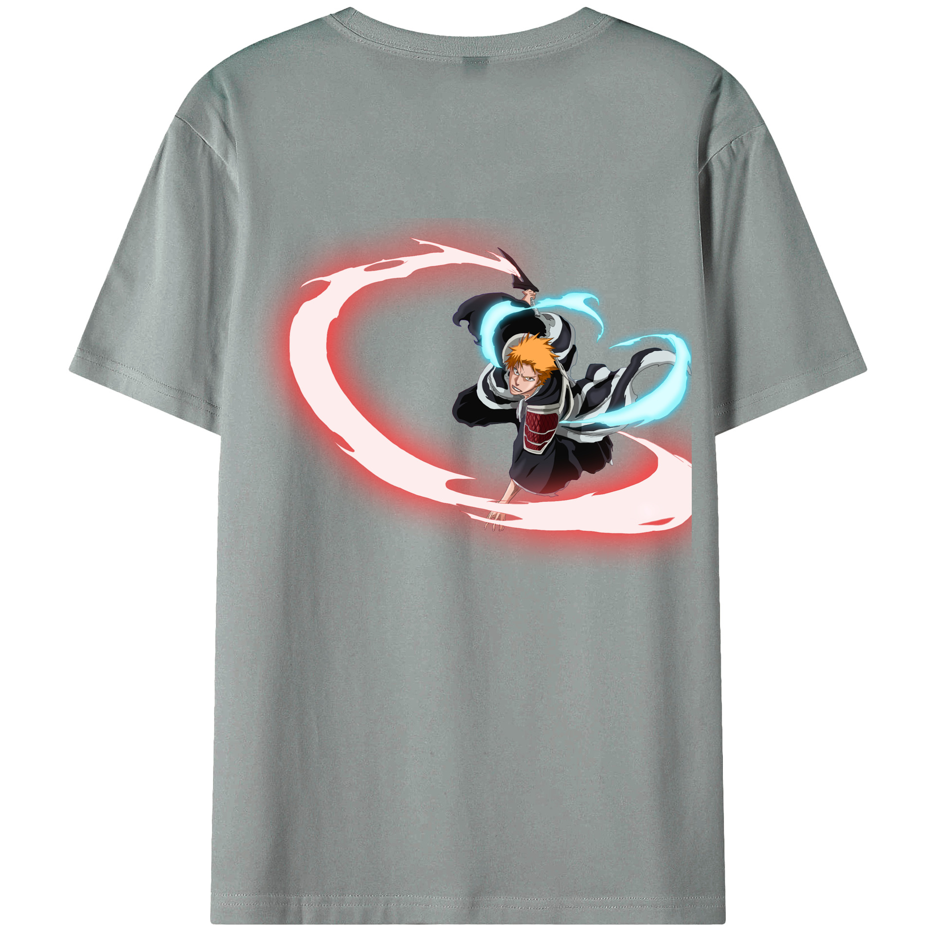 （画像用） ブリーチ 黒崎一護（くろさき いちご）BLEACH Kurosaki Ichigo 綿100％ メンズ半袖Tシャツ（バックプリント） 通気性